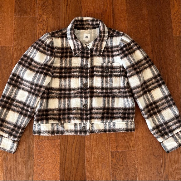 Gap Short Plaid Shacket in Brazen Brown size L NWT - Picture 6 of 14